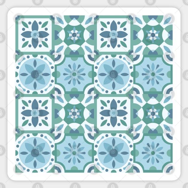 Azulejo #23- vector Portuguese Moorish pattern Sticker by GreekTavern